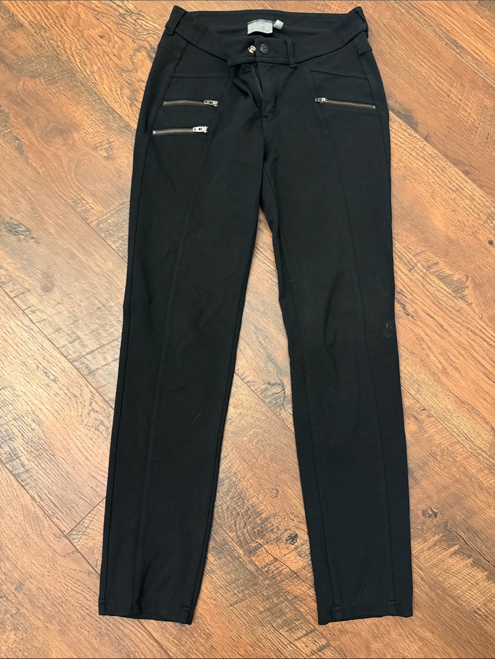 Athleta Women's black Ponte Moto skinny leg pants